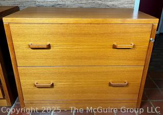 Mid Century Modern Two Drawer Teak File Cabinet w/Key  {Pickup Location: 311 Chestnut St., Falls Church City, VA 22046}