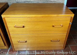 Mid Century Modern Two Drawer Teak File Cabinet w/Key  {Pickup Location: 311 Chestnut St., Falls Church City, VA 22046}