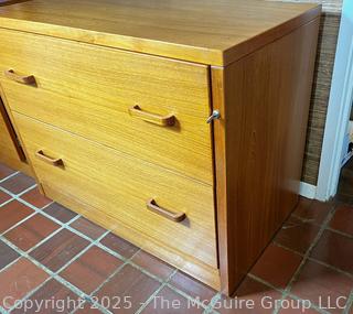 Mid Century Modern Two Drawer Teak File Cabinet w/Key  {Pickup Location: 311 Chestnut St., Falls Church City, VA 22046}