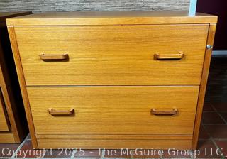 Mid Century Modern Two Drawer Teak File Cabinet w/Key  {Pickup Location: 311 Chestnut St., Falls Church City, VA 22046}