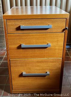 Three (3) Drawer Side Table w/Key  {Pickup Location: 311 Chestnut St., Falls Church City, VA 22046}