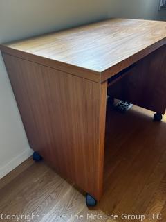 Mid Century Danish Style Teak Writer's Desk on Wheels. 33" x 20" x 26"  {Pickup Location: 311 Chestnut St., Falls Church City, VA 22046}