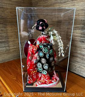 Japanese Kimono Geisha Doll in Case.  10" x 18"  {Pickup Location: 311 Chestnut St., Falls Church City, VA 22046}