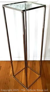 Mid Century Chrome and Glass Pillar Stand  {Pickup Location: 311 Chestnut St., Falls Church City, VA 22046}
