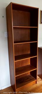 Narrow Mid Century Modern Teak Bookcase. 72" x 24" x 12"  {Pickup Location: 311 Chestnut St., Falls Church City, VA 22046}