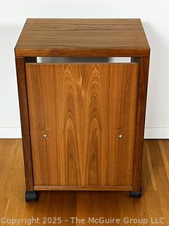 Jesper Danish Modern Mid Century Teak Rolling Record Cabinet on Casters  {Pickup Location: 311 Chestnut St., Falls Church City, VA 22046}