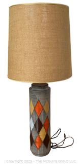 Mid Century Ceramic Pottery Table Lamp in Harlequin Pattern  {Pickup Location: 311 Chestnut St., Falls Church City, VA 22046}