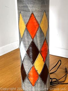 Mid Century Ceramic Pottery Table Lamp in Harlequin Pattern  {Pickup Location: 311 Chestnut St., Falls Church City, VA 22046}