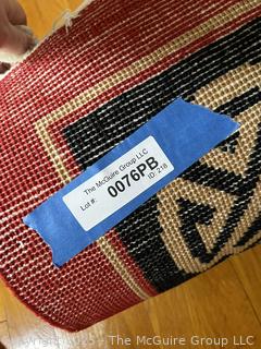 Chinese Wool Hand-Tufted Aubusson Rug, Red on Black Ground. 6' x 8' {Pickup Location: 311 Chestnut St., Falls Church City, VA 22046}