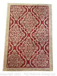 Red on Beige Ground Patterned Area Rug. 30" x 45"  {Pickup Location: 311 Chestnut St., Falls Church City, VA 22046}