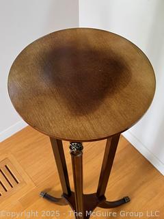 Bombay Co Mahogany Tall Pedestal Stand Table Lions Head & Claw Foot.  40" tall.  {Pickup Location: 311 Chestnut St., Falls Church City, VA 22046}