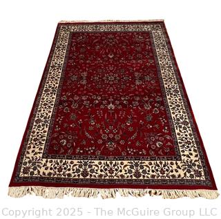 Traditional Floral Tabriz Persian Hand-knotted Wool Area Rug on Red Ground. 6' x 9'  {Pickup Location: 311 Chestnut St., Falls Church City, VA 22046}