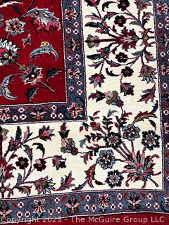Traditional Floral Tabriz Persian Hand-knotted Wool Area Rug on Red Ground. 6' x 9'  {Pickup Location: 311 Chestnut St., Falls Church City, VA 22046}