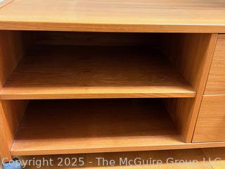 Mid-Century Scandinavian Modern Rolling Teak Stereo Cabinet.  33" x 17" x 18"  {Pickup Location: 311 Chestnut St., Falls Church City, VA 22046}