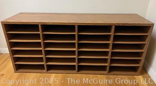 Wood Adjustable 24 Compartment Literature Organizer.  39" x 11"  {Pickup Location: 311 Chestnut St., Falls Church City, VA 22046}