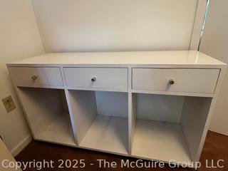 White Melamine Cabinet with Three (3) Drawers. 48" x 16" x 28" {Pickup Location: 311 Chestnut St., Falls Church City, VA 22046} 
