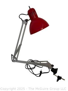 Red Swing Arm Adjustable Drafting Table Mount Lamp.  {Pickup Location: 311 Chestnut St., Falls Church City, VA 22046}