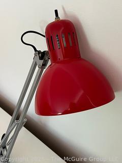 Red Swing Arm Adjustable Drafting Table Mount Lamp.  {Pickup Location: 311 Chestnut St., Falls Church City, VA 22046}