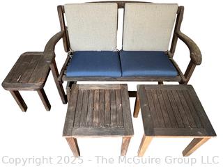 Four (4) Piece Outdoor Set Including Bench and Tables  {Pickup Location: 311 Chestnut St., Falls Church City, VA 22046}