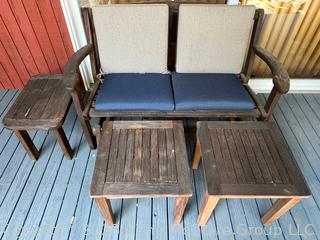 Four (4) Piece Outdoor Set Including Bench and Tables  {Pickup Location: 311 Chestnut St., Falls Church City, VA 22046}