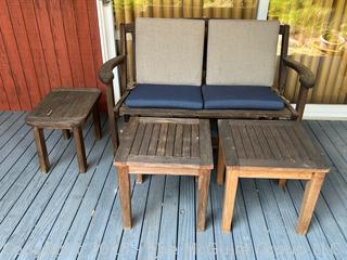 Four (4) Piece Outdoor Set Including Bench and Tables  {Pickup Location: 311 Chestnut St., Falls Church City, VA 22046}