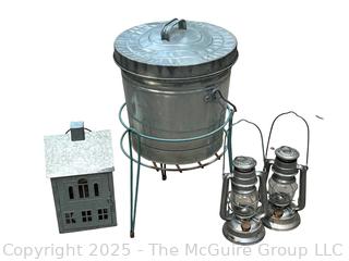 Group of Galvanized Aluminum Garden Decor  {Pickup Location: 311 Chestnut St., Falls Church City, VA 22046}