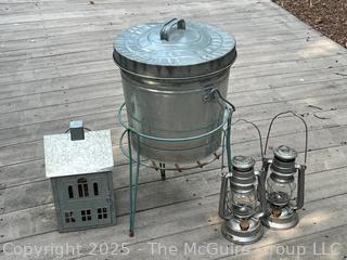 Group of Galvanized Aluminum Garden Decor  {Pickup Location: 311 Chestnut St., Falls Church City, VA 22046}
