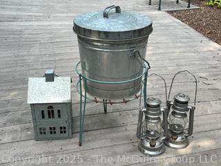 Group of Galvanized Aluminum Garden Decor  {Pickup Location: 311 Chestnut St., Falls Church City, VA 22046}