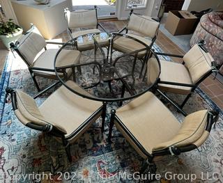 Round Glass Patio Table with Six (6) Chairs  {Pickup Location: 311 Chestnut St., Falls Church City, VA 22046}