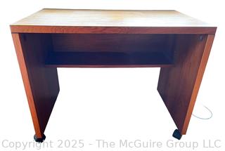Mid Century Danish Style Teak Writer's Desk on Wheels. 33" x 20" x 26"  {Pickup Location: 311 Chestnut St., Falls Church City, VA 22046}