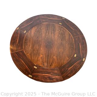 Dyrlund Danish Mid Century Rosewood Lotus Flip Flap Circular Dining Table. Measures 47" Diameter and Expands to 69" Diameter with Extensions. {Pickup Location: 311 Chestnut St., Falls Church City, VA 22046}  