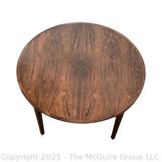 Dyrlund Danish Mid Century Rosewood Lotus Flip Flap Circular Dining Table. Measures 47" Diameter and Expands to 69" Diameter with Extensions. {Pickup Location: 311 Chestnut St., Falls Church City, VA 22046}  