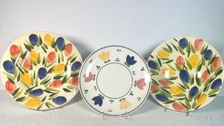 Three (3) Crate and Barrel Pasta Bowls and Plates. Made in Italy