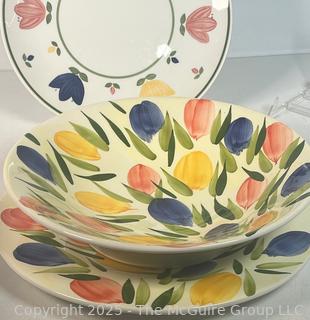 Three (3) Crate and Barrel Pasta Bowls and Plates. Made in Italy