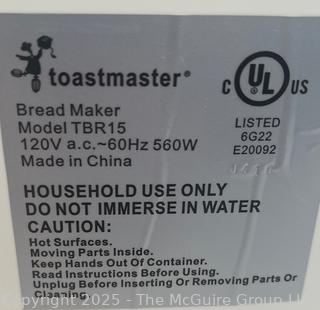 Toastmaster Bread Making Machine, Model TBR15