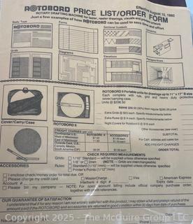 Rotoboard, A Drafting Tool Designed for "Drawing in the Round"; and a "Gerber Variable Scale, a Mechanical Computational Device Used by Engineers and Architects for Graphical Applications.  