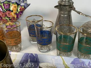 Group of Serving Items Including Moroccan Tea Glasses