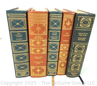 Five (5) Library Books Including Gone with the Wind, Homer and the Odyssey, Jane Eyre, Pickwick Papers & The Brownings. The International Collectors Series 