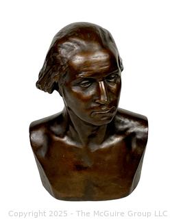 Bronze Bust of George Washington by Artist James Wilson Alexander, after a model by Houdon, copyright 1899.  9 x 6 1/4 x 5 1/8 in. 