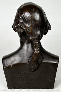 Bronze Bust of George Washington by Artist James Wilson Alexander, after a model by Houdon, copyright 1899.  9 x 6 1/4 x 5 1/8 in. 