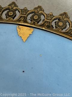 French Hand-Painted Sèvres Porcelain Compote with Gilt Bronze Mounts  Depicting A Courting Scene.