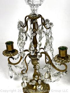 Two (2) Cut Crystal French Empire Revival Girandole Candelabra