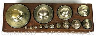 Apothecary Scale Weights In Wooden Box
