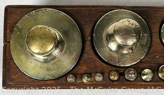 Apothecary Scale Weights In Wooden Box