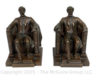 Two (2) Abraham Lincoln Bookends By Jennings Brothers, Inspired By Daniel Chester French. Marked JB 2440 French.