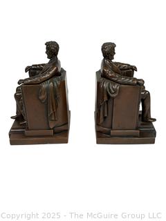 Two (2) Abraham Lincoln Bookends By Jennings Brothers, Inspired By Daniel Chester French. Marked JB 2440 French.