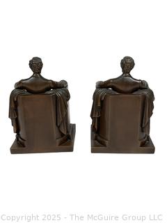 Two (2) Abraham Lincoln Bookends By Jennings Brothers, Inspired By Daniel Chester French. Marked JB 2440 French.
