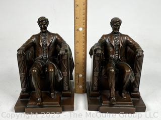 Two (2) Abraham Lincoln Bookends By Jennings Brothers, Inspired By Daniel Chester French. Marked JB 2440 French.