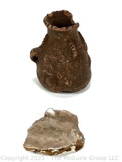 Two (2) Pre-Columbian Pottery Artifacts, Including Vase and Partial Face Decoration