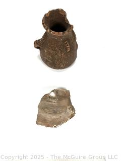 Two (2) Pre-Columbian Pottery Artifacts, Including Vase and Partial Face Decoration